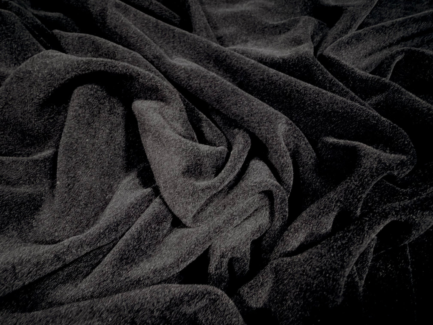 Stretch velour fabric, per metre - plain - black