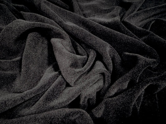 Stretch velour fabric, per metre - plain - black