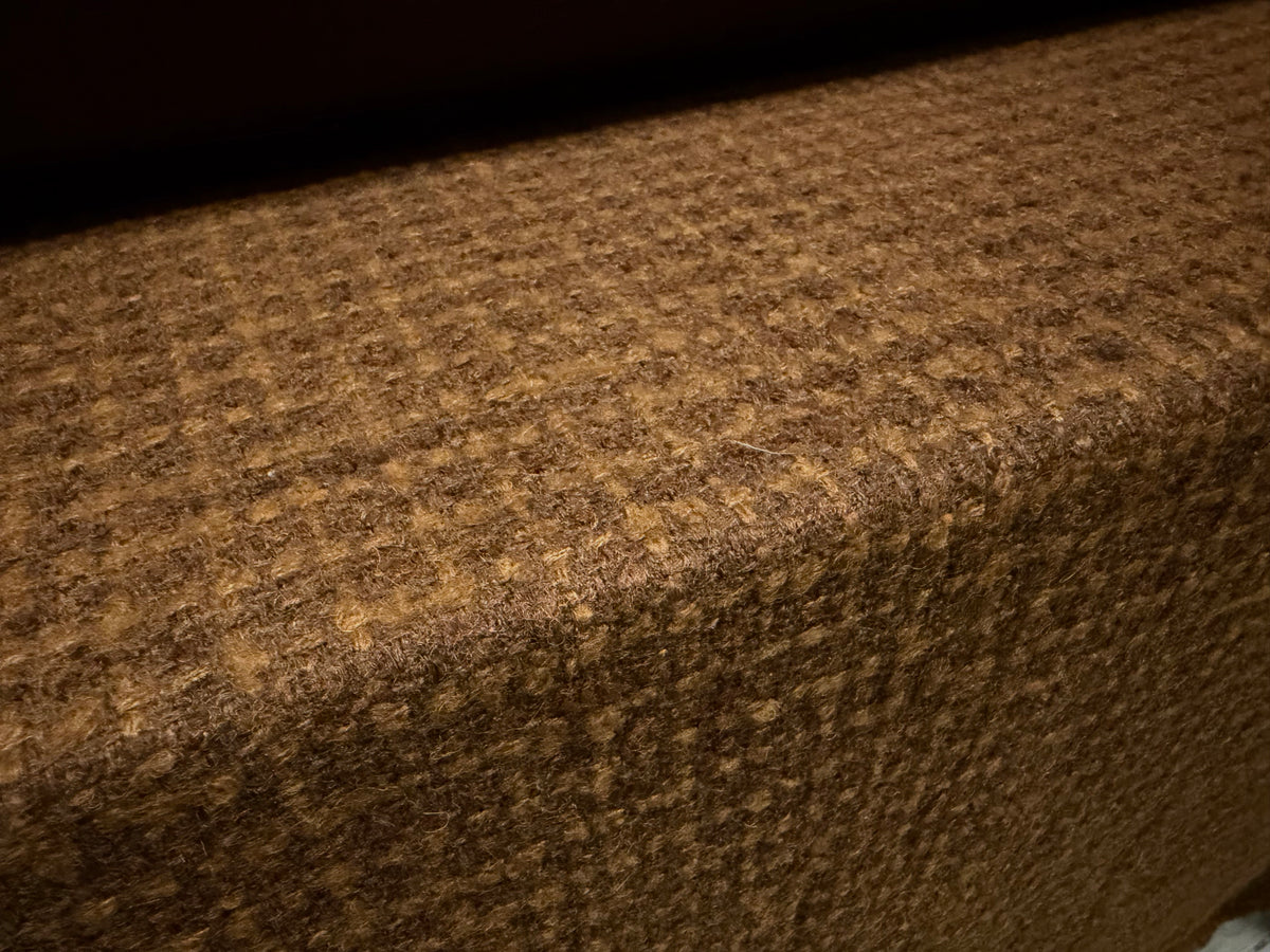 Wool bouclé fabric, per metre - checkered - hazelnut brown