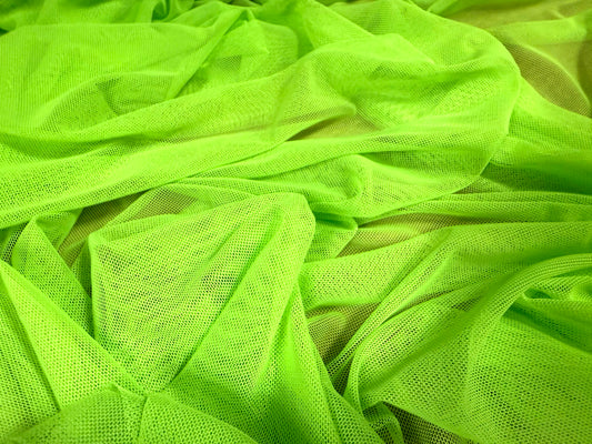 Power mesh net stretch spandex fabric, per metre - plain - fluorescent green