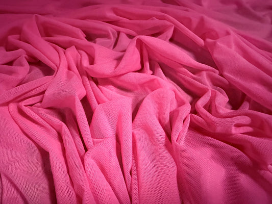 Power mesh net stretch spandex fabric, per metre - plain - fuchsia pink
