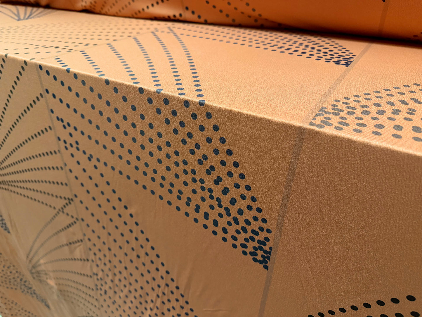 Stretch spandex crepe jersey fabric - geometric polka dot print - caramel