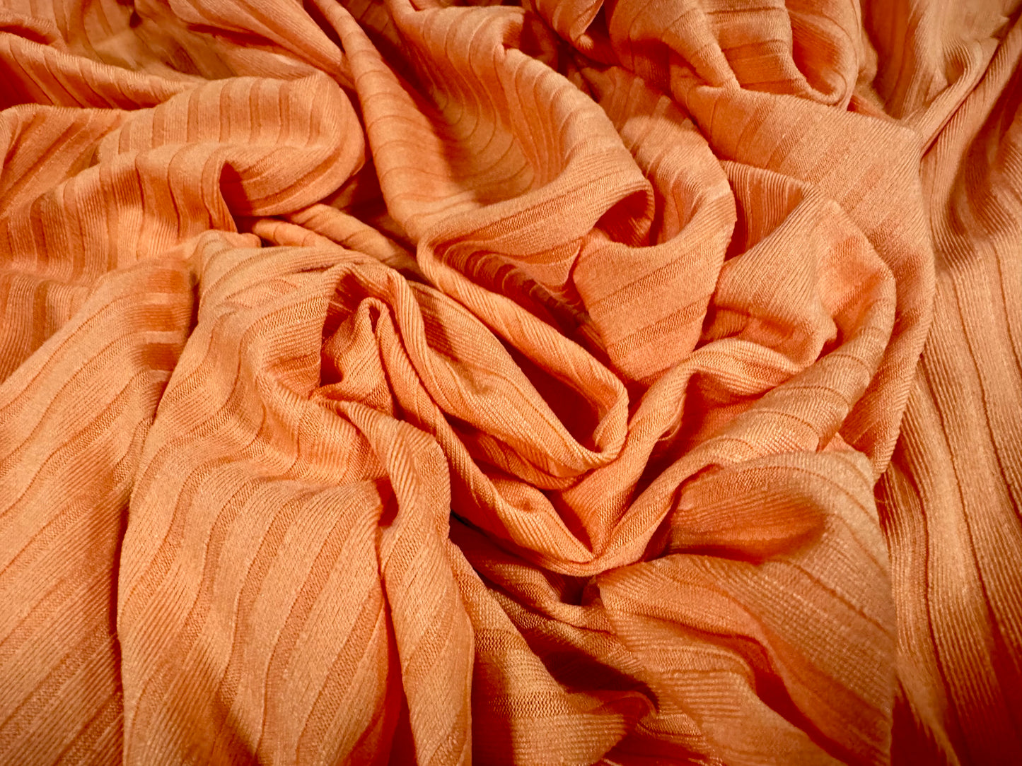 Stretch spandex rib jersey fabric, per metre - plain - apricot