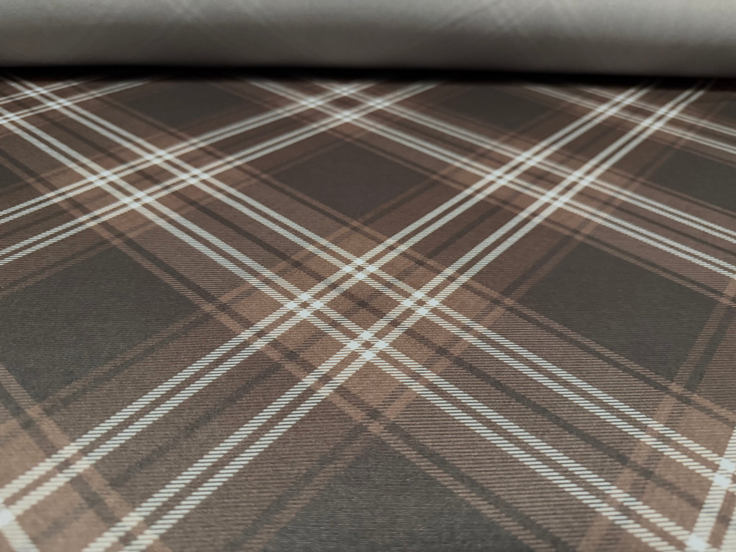 Stretch spandex ITY single jersey fabric, per metre - Argyle print - grey & taupe