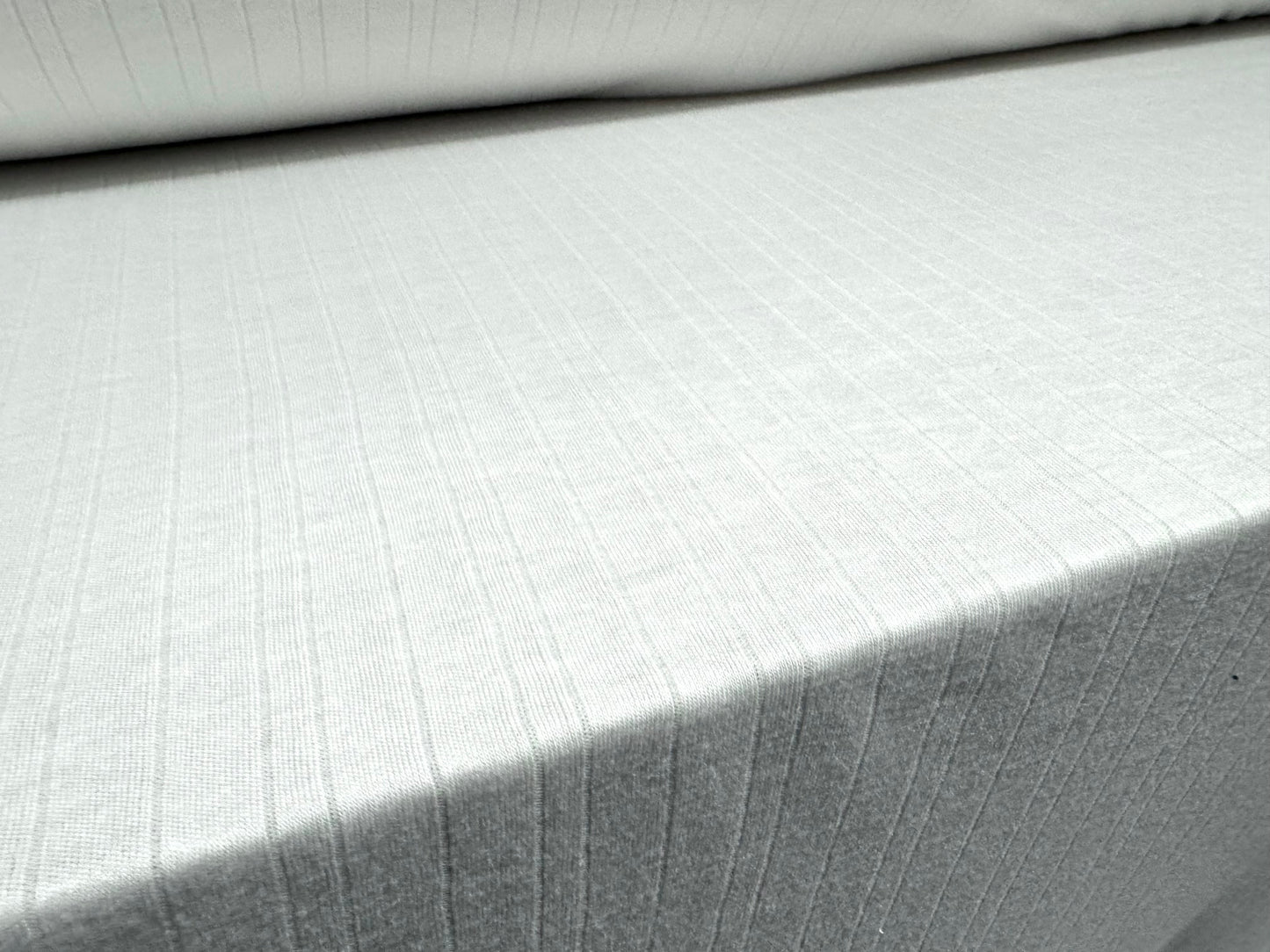 Thermal jersey fabric, per metre - needleout pinstripe - white