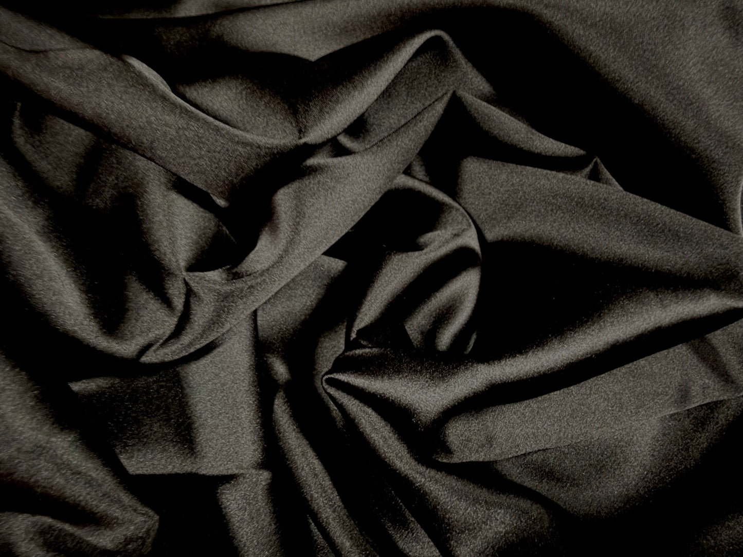Silky stretch charmeuse satin dress fabric, per metre - plain - black