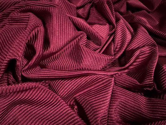 Swimwear stretch spandex ribbed jersey fabric, per metre - wine