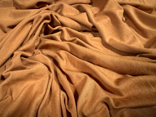 Viscose spandex stretch single jersey fabric, per metre - plain - ochre brown