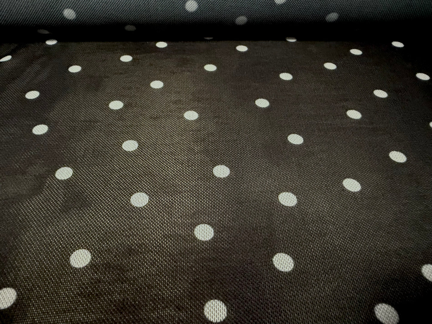 Power mesh net stretch spandex fabric, per metre - spots print - black & white