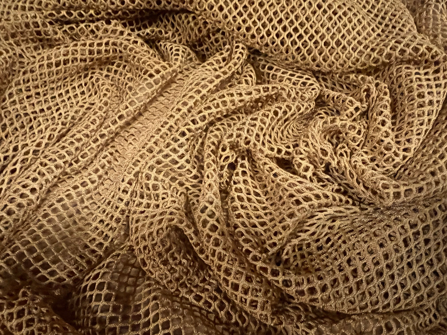 Stretch fishnet mesh jersey fabric, per metre - plain - light brown