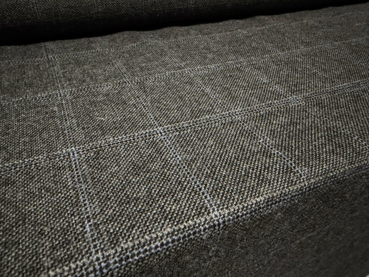 Wool tweed suiting jacket fabric, per metre - check - grey & blue