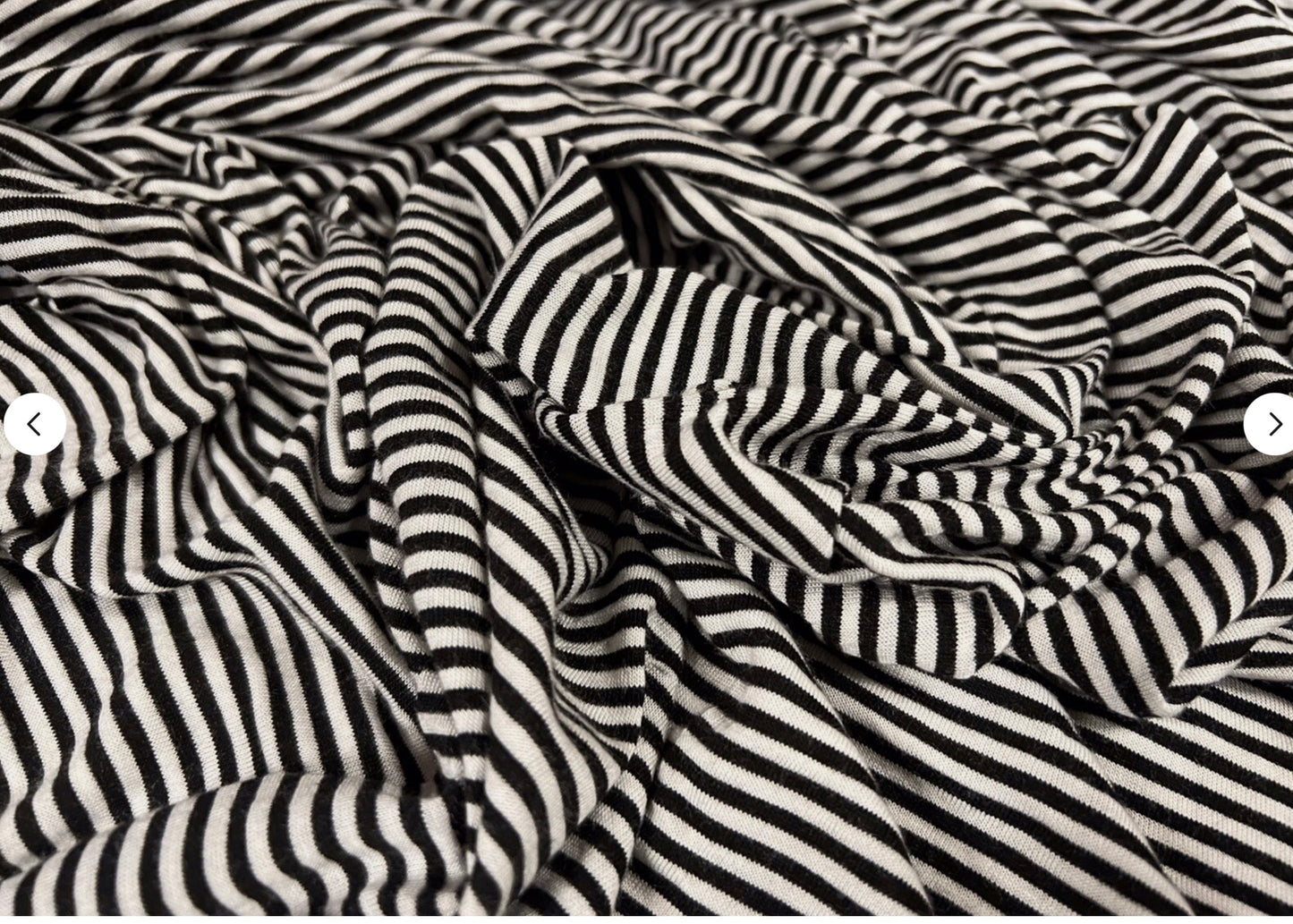 Soft handle single jersey fabric, per metre - pinstripe - black & ivory