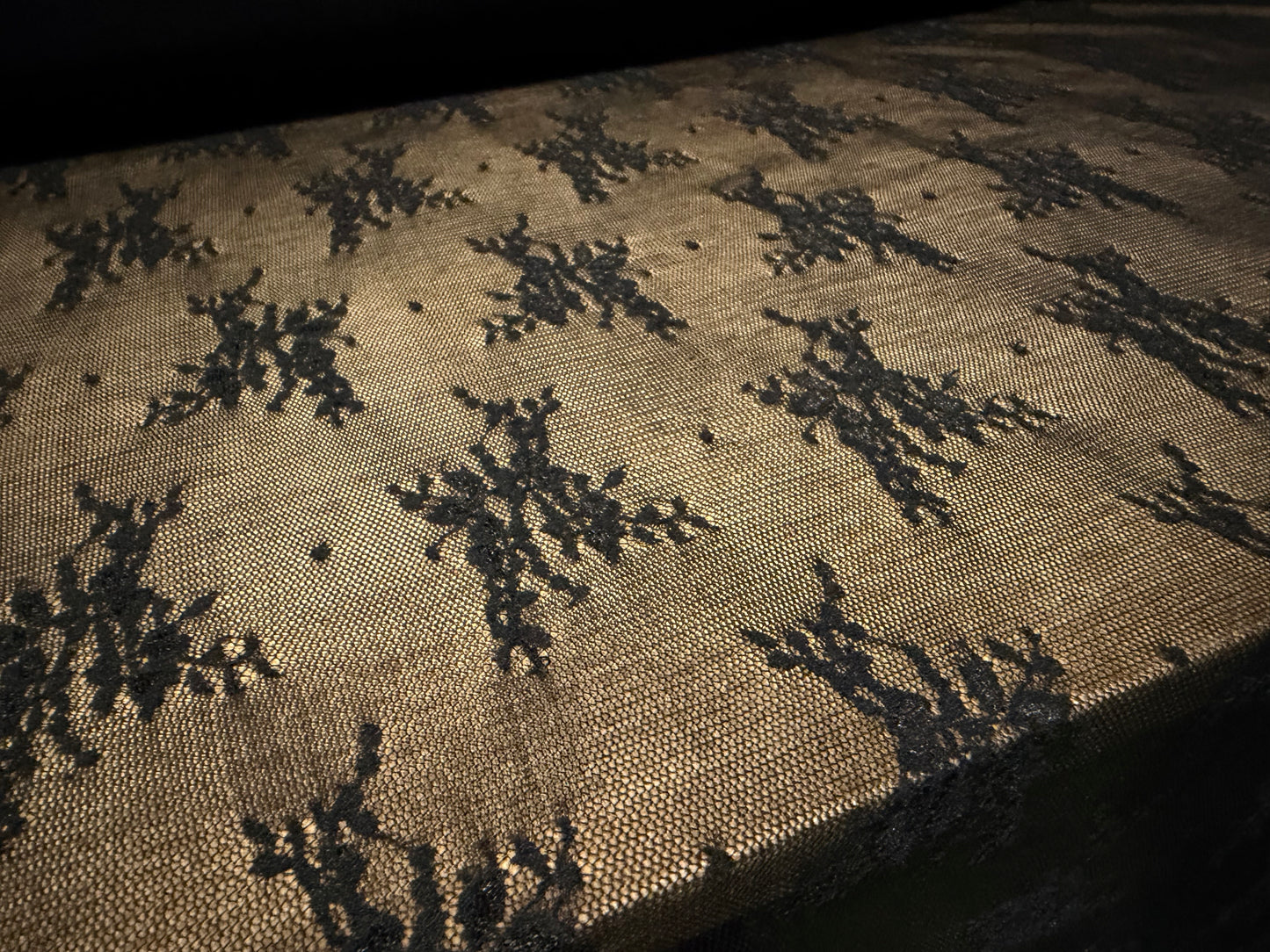 Stretch spandex mesh lace net fabric, per metre - floral bouquet - black