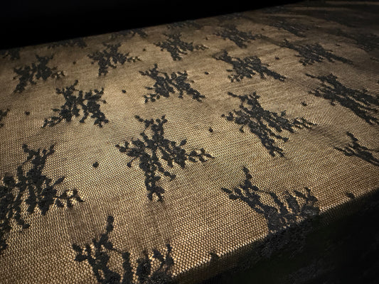 Stretch spandex mesh lace net fabric, per metre - floral bouquet - black