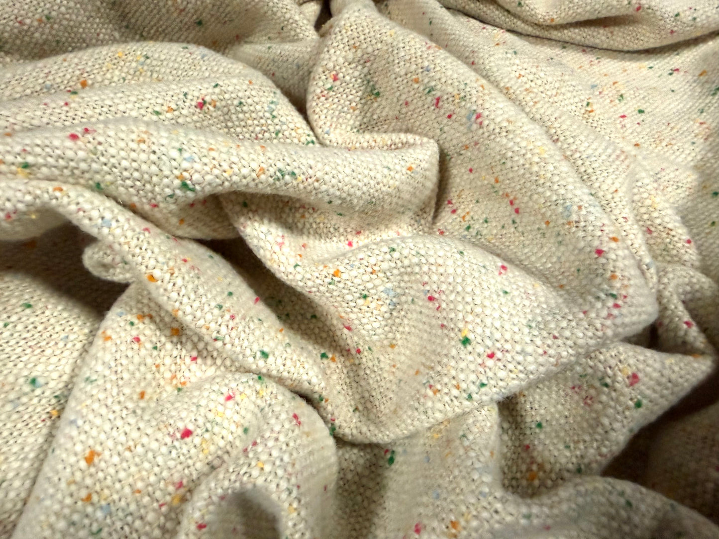Heavyweight wool coat jacket fabric, per metre - tutti frutti fleck - cream