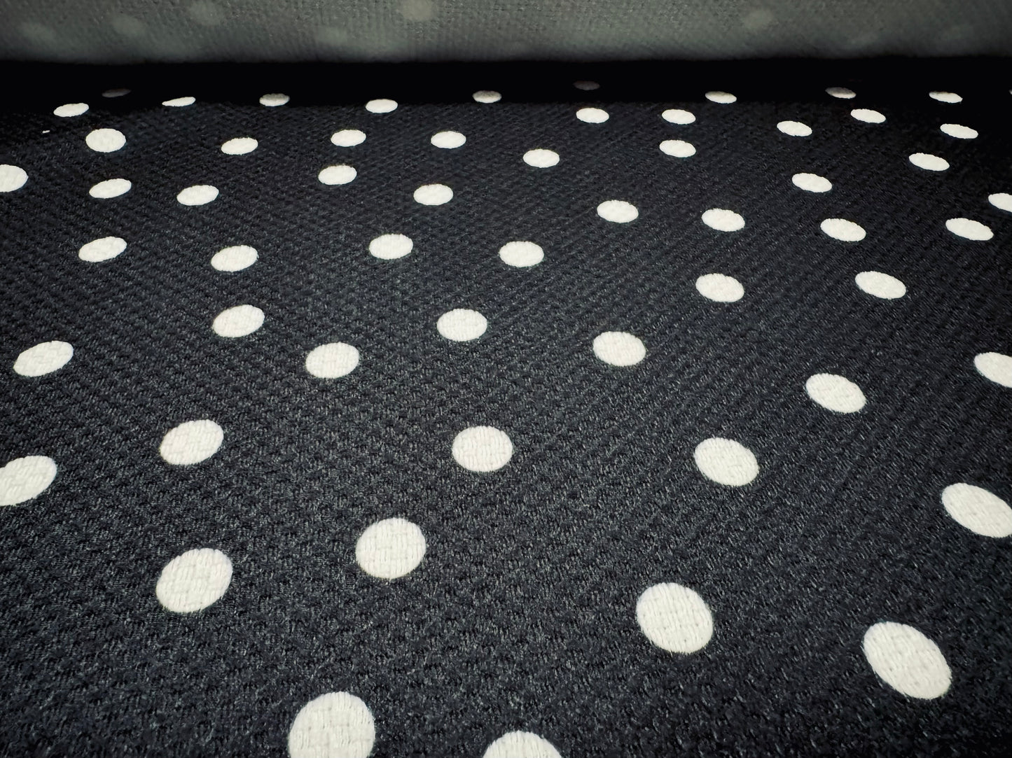 Scuba stretch spandex jersey fabric, per metre - textured -  polka dot print - black & white