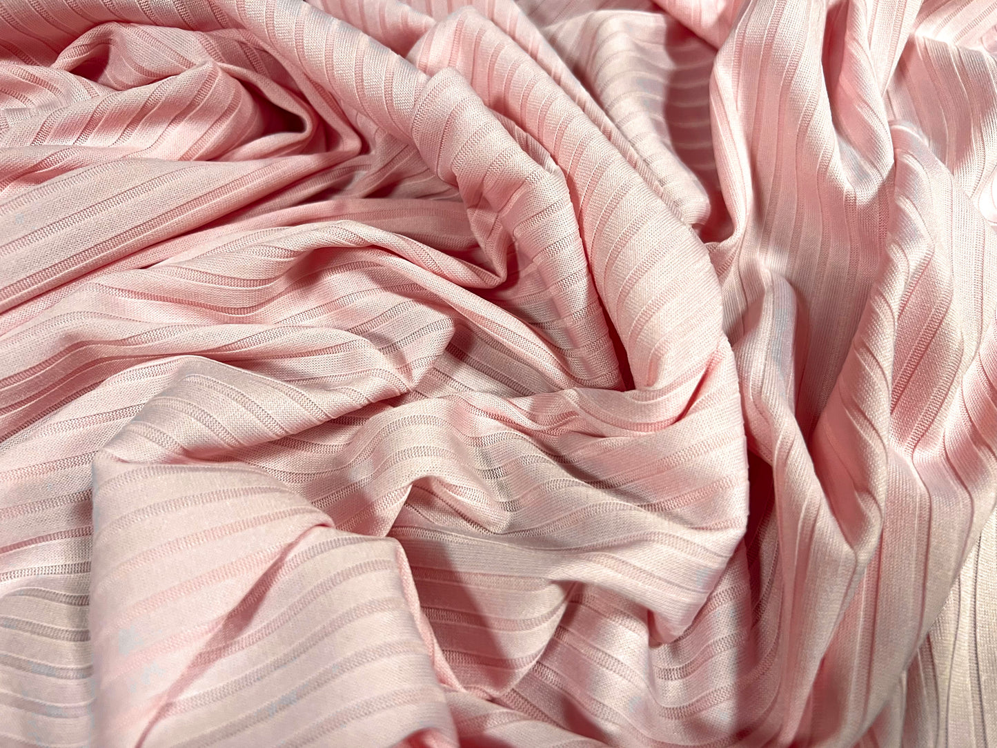 Stretch spandex rib jersey fabric, per metre - plain - light pink