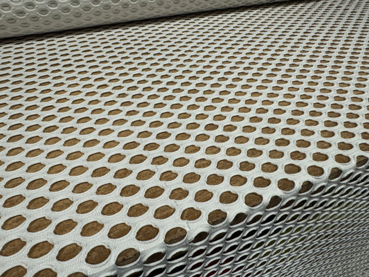 Stretch spandex jumbo fishnet mesh fabric, per metre - ivory