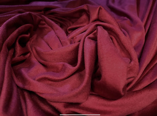 Faux suede jersey fabric, per metre - plain - wine