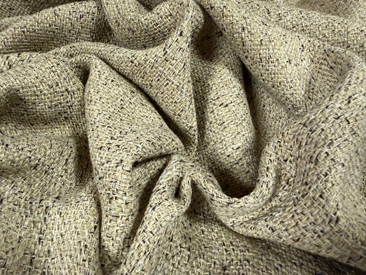 Wool basketweave fabric, per metre - plain - mottled stone