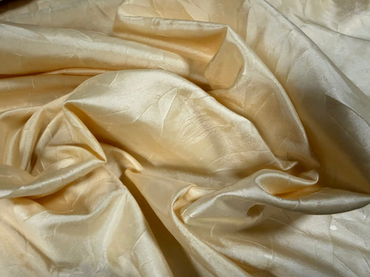 Taffeta woven dress fabric - pressed leaf design - champagne