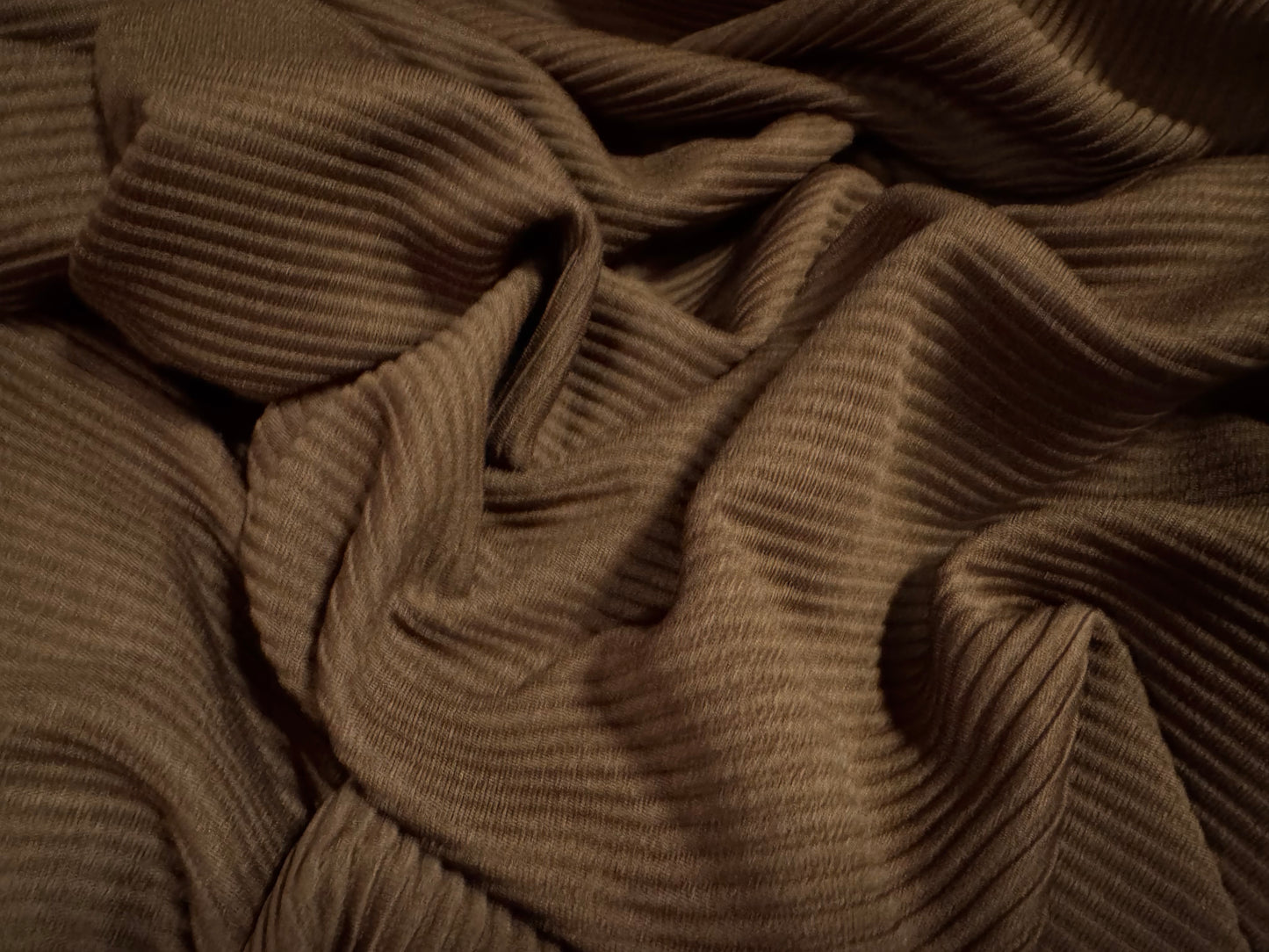 Ottoman Rib Stretch Double jersey fabric , per metre - plain - chocolate brown