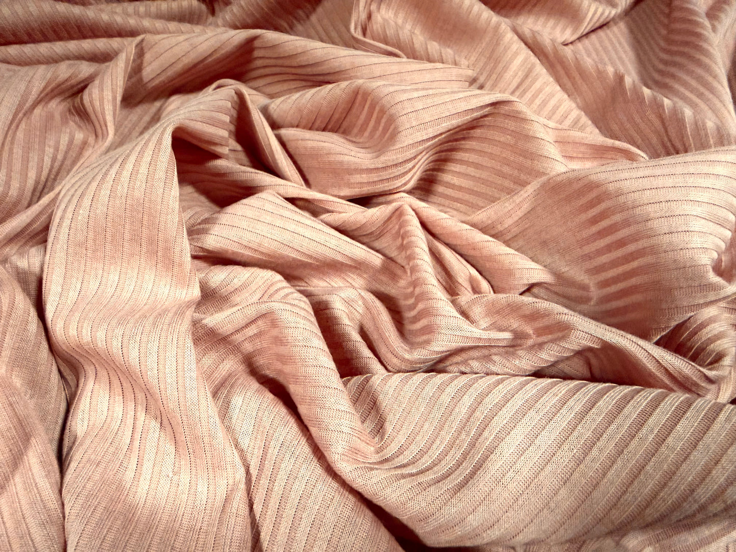 Ribbed jersey knit fabric, per metre - pink