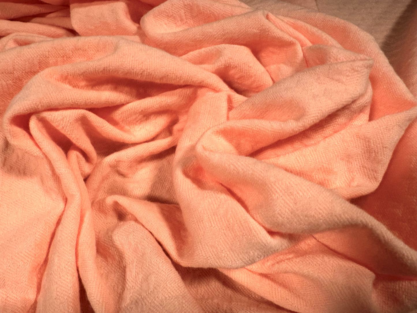 Stretch double jersey fashion fabric, per metre - jacquard - fluorescent peach