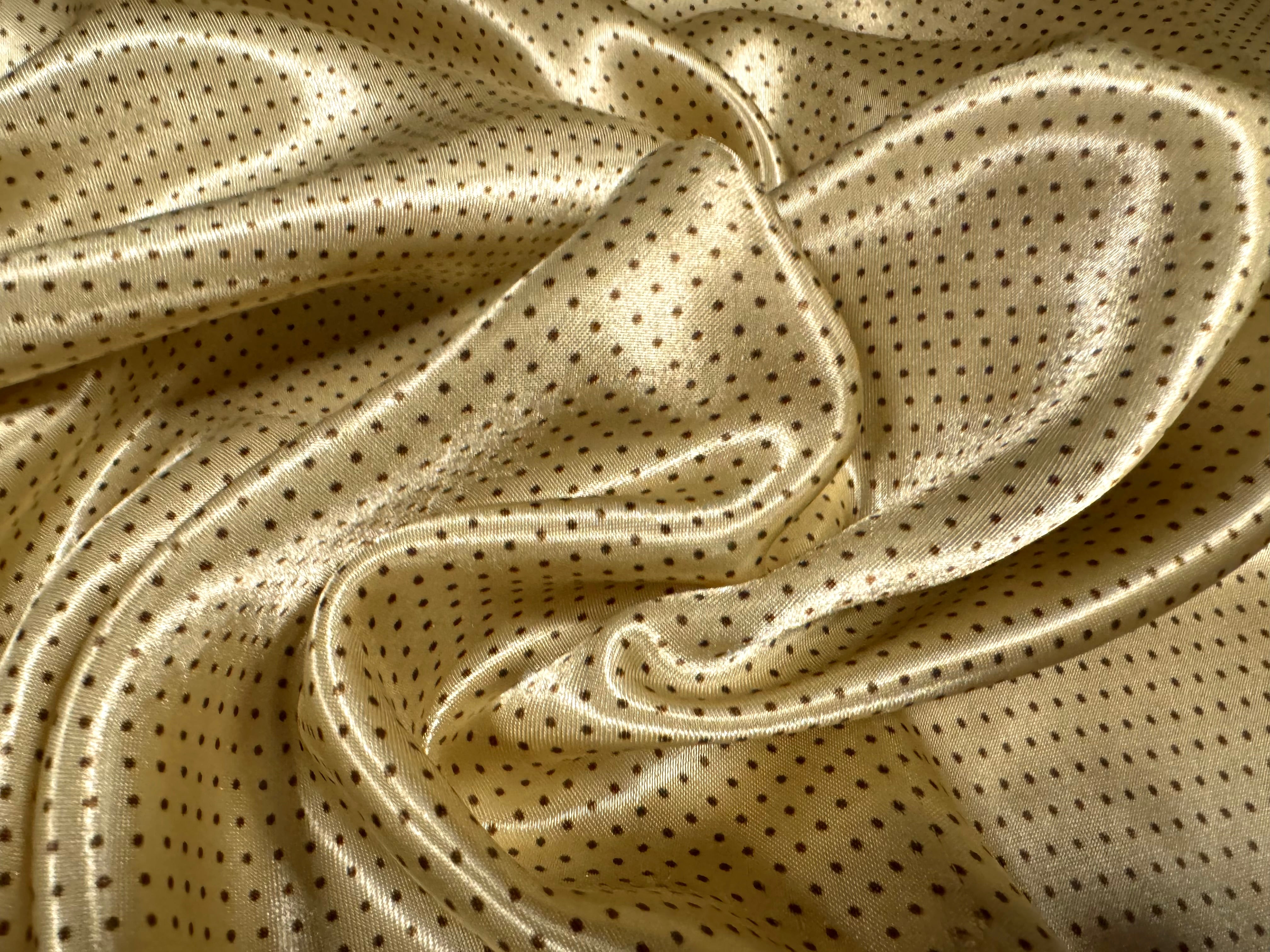 Pindot Silky satin woven fabric, per metre - pindot print - gold ...