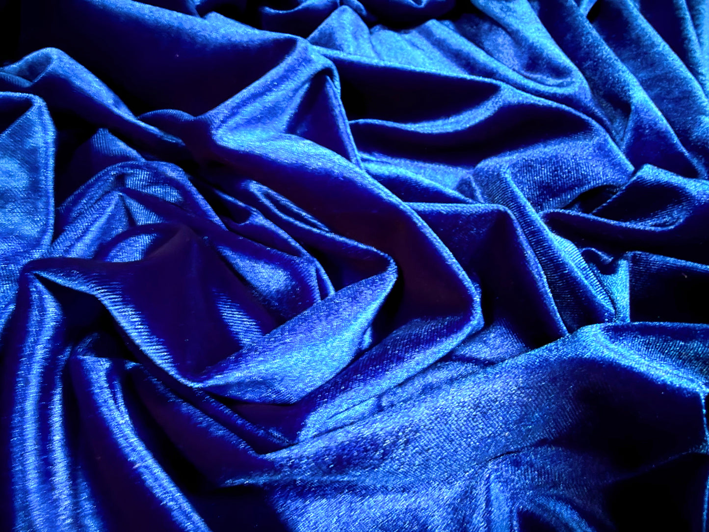 Spandex velvet stretch dress fabric, per metre - plain - cobalt blue