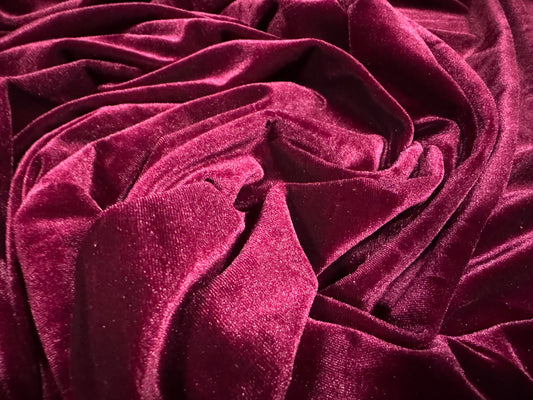 Spandex velvet stretch dress fabric, per metre - plain - magenta