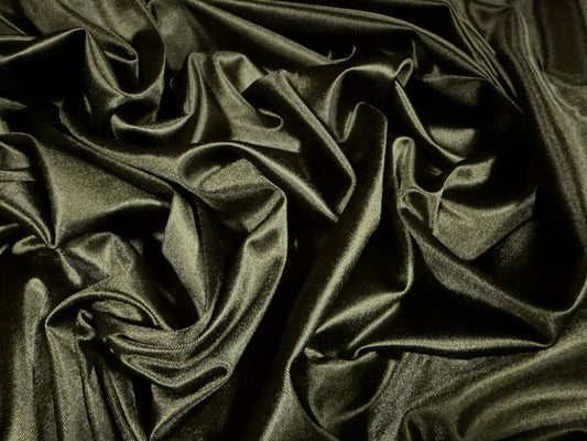 Stretch satin activewear jersey fabric, per metre - plain - dark olive green