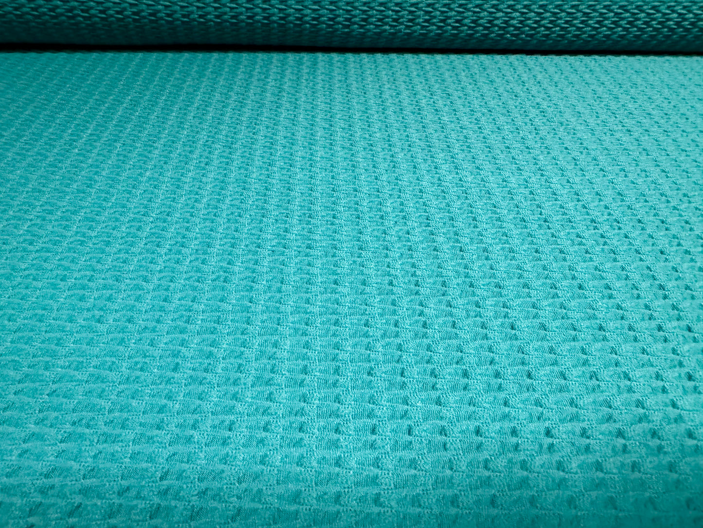 Double jersey knit stretch spandex fabric, per metre - jacquard - teal