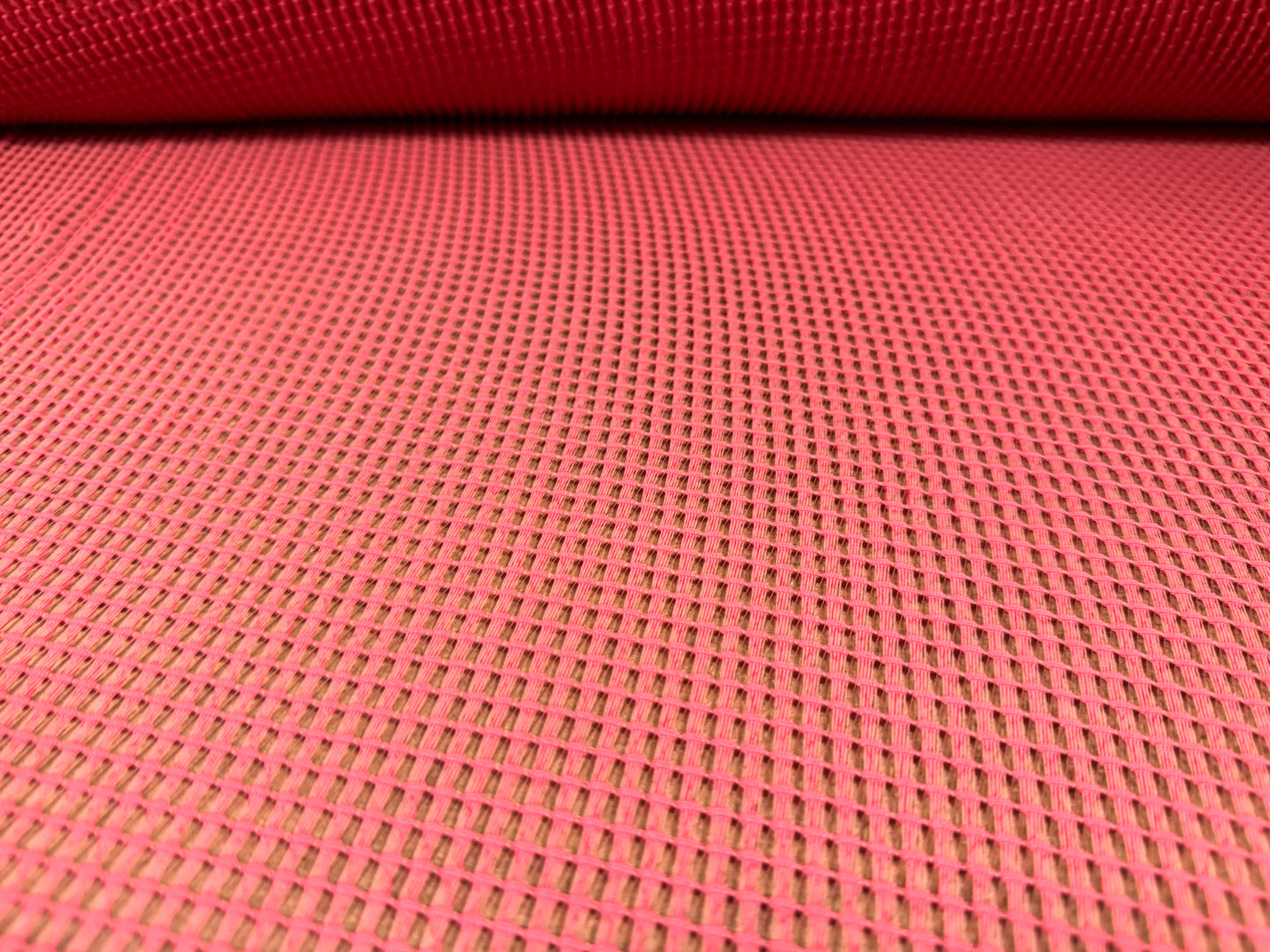 Stretch fishnet square mesh net jersey fabric, per metre - plain - coral