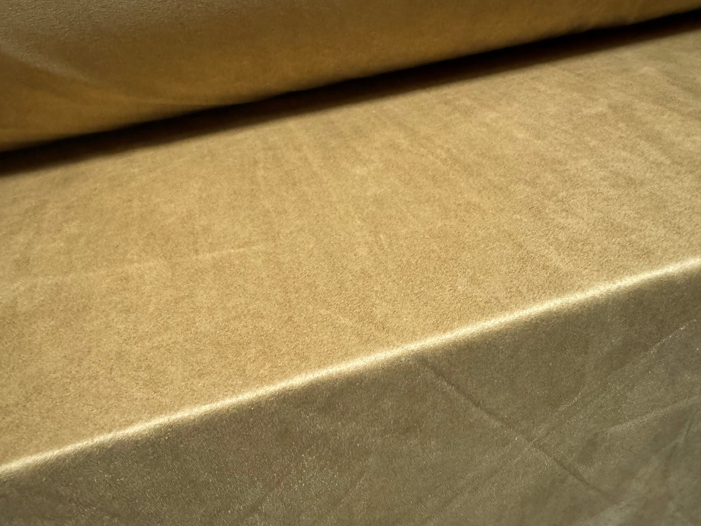 Faux suede stretch spandex jersey fabric, per metre - plain - tan brown