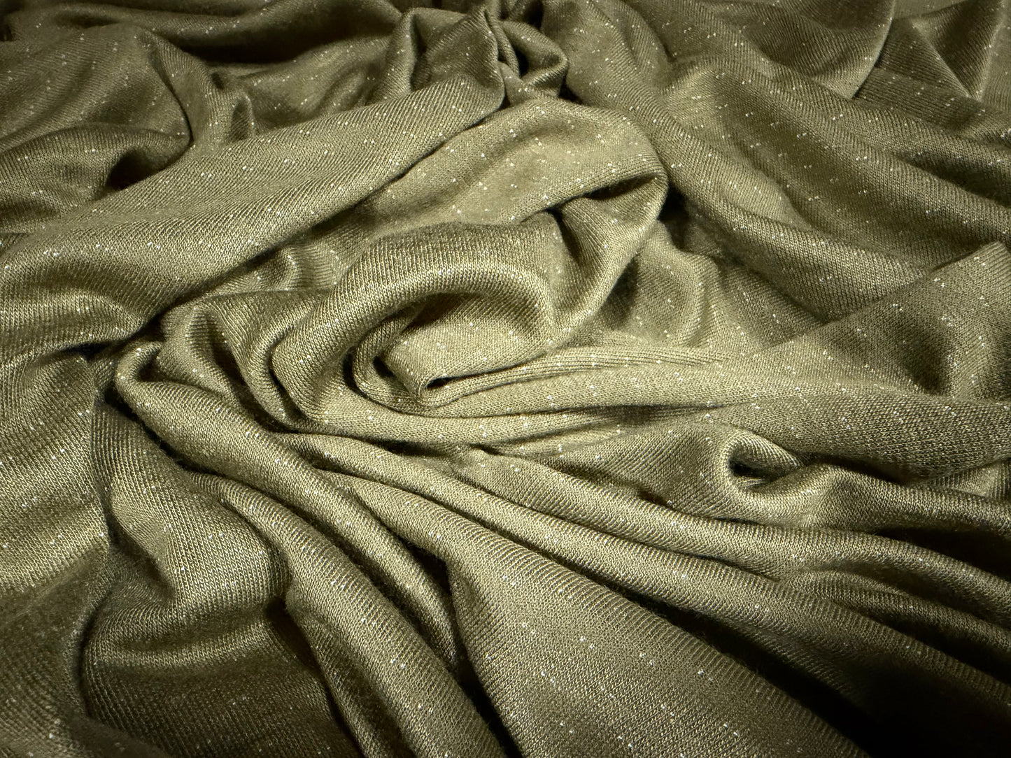 Ponte Roma double jersey fabric, per metre - pinstripe - dual face - khaki