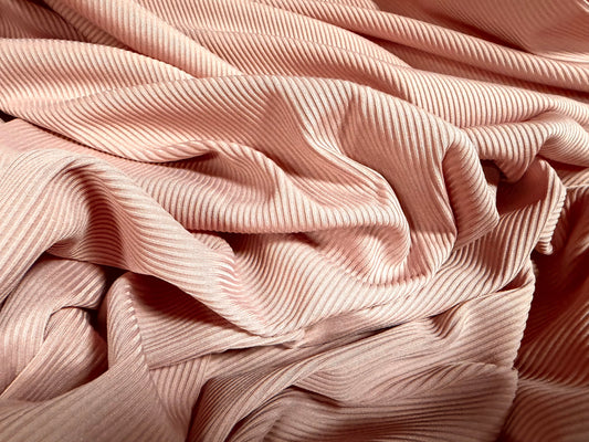 Fine stretch spandex rib jersey fabric, per metre - plain - rose pink