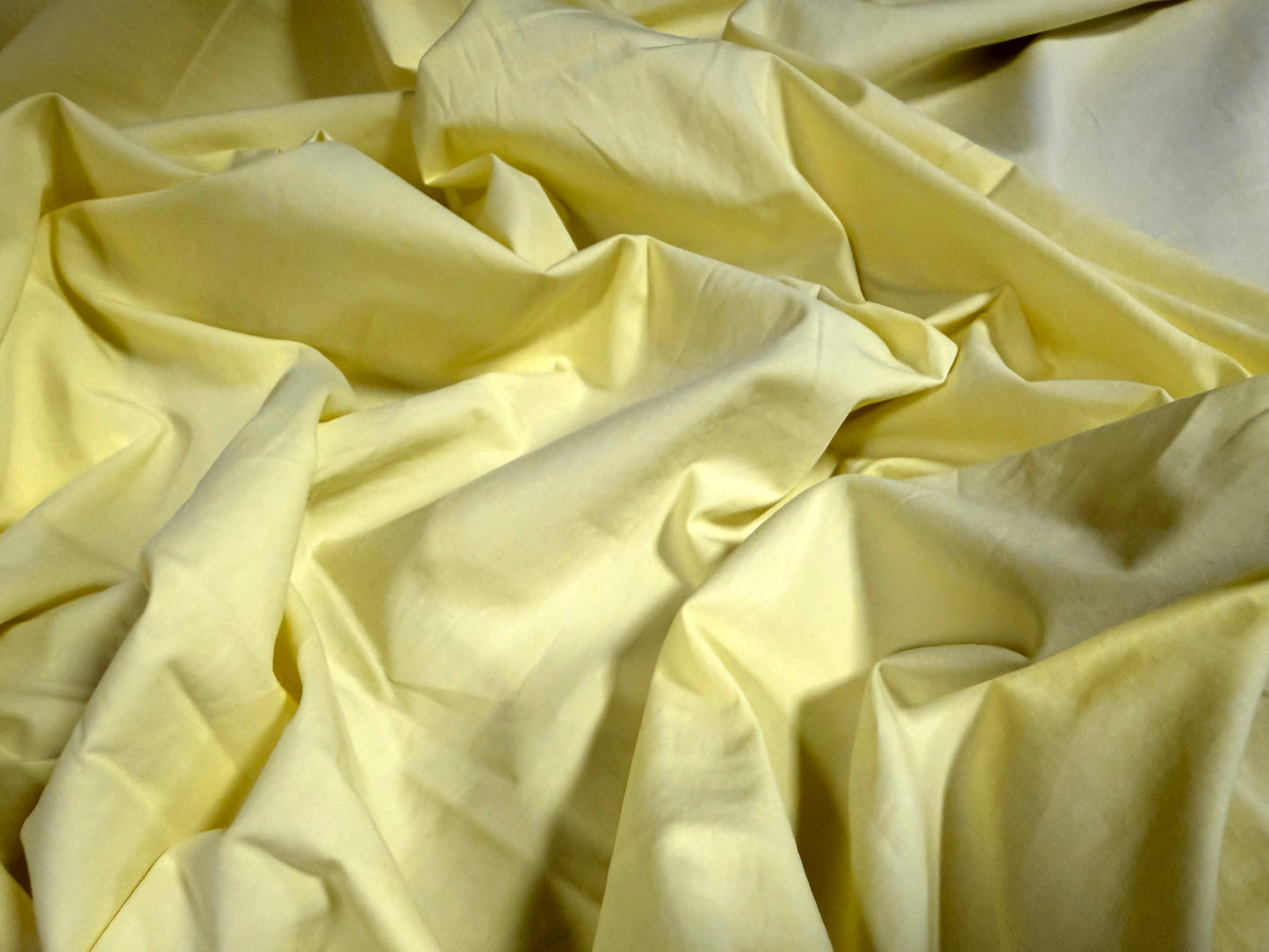 Washed cotton plain weave fabric, per metre - lemon sorbet