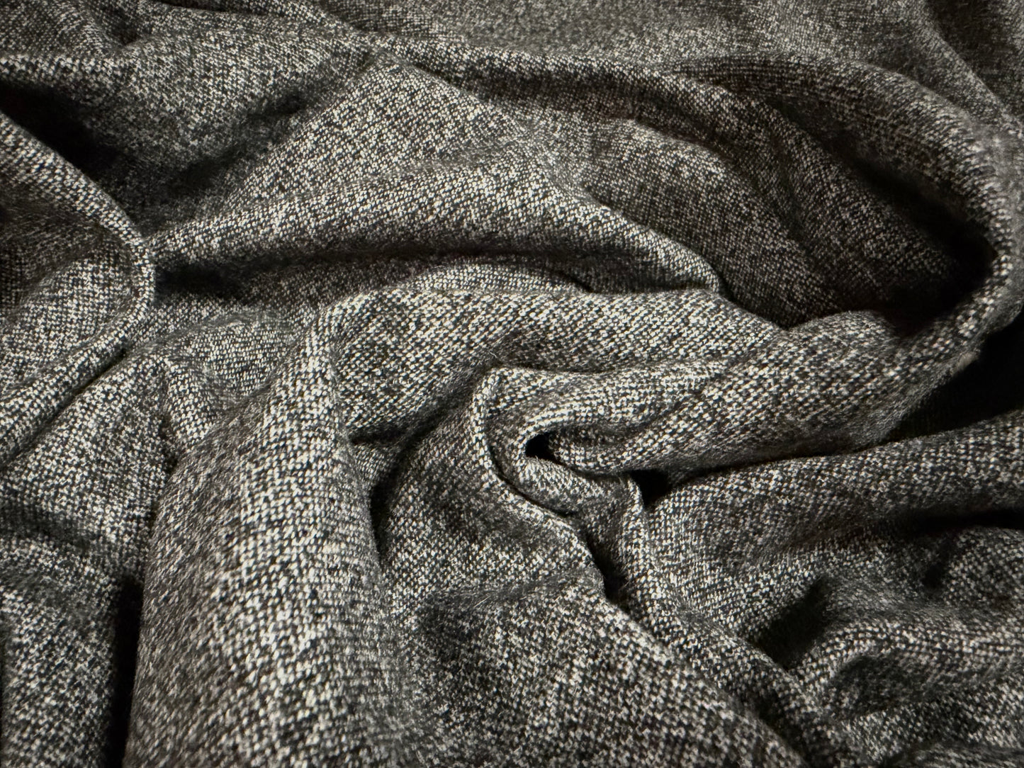 Soft wool flannel suiting fabric, per metre - salt & pepper melange - grey