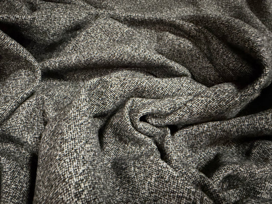 Soft wool flannel suiting fabric, per metre - salt & pepper melange - grey