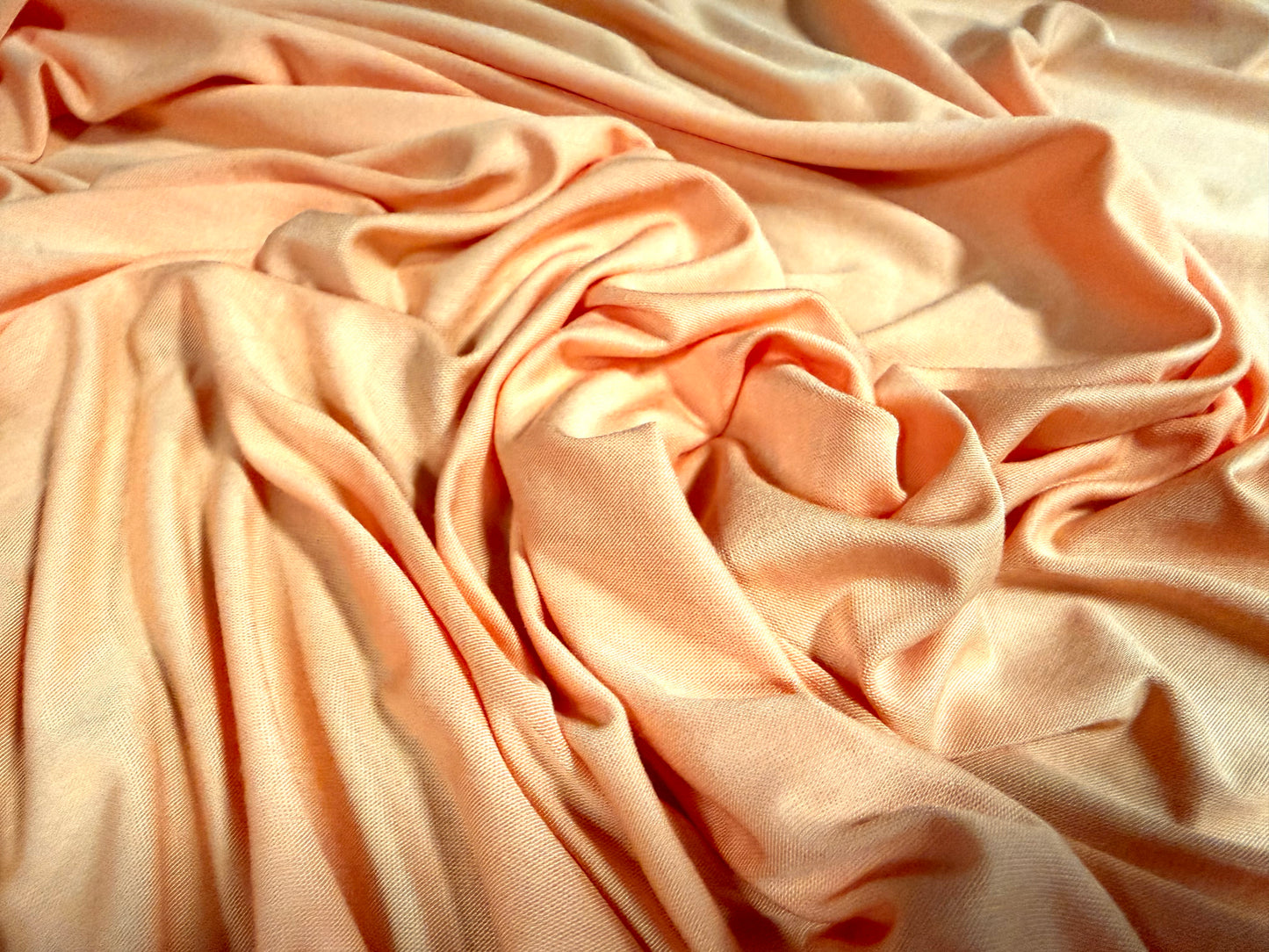 Bamboo spandex stretch single jersey fabric, per metre - plain - peach