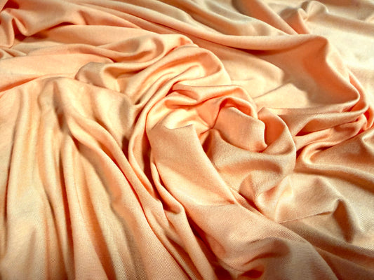 Bamboo spandex stretch single jersey fabric, per metre - plain - peach