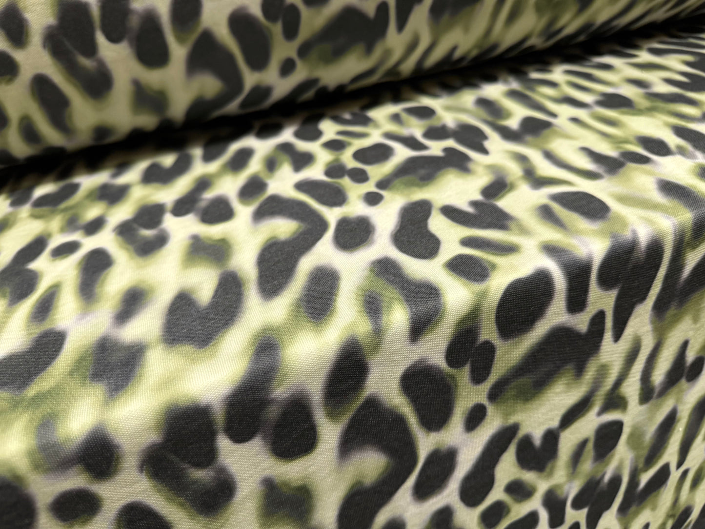 Double jersey upholstery fabric, per metre - soft focus animal print - sage green