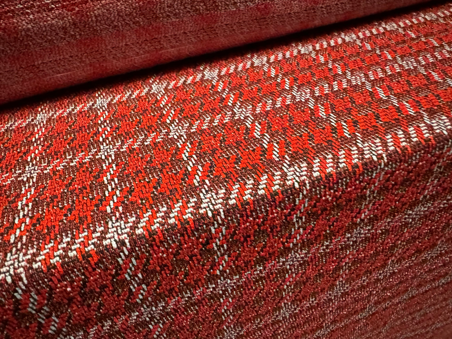 Stretch spandex double jersey fabric, per metre - houndstooth check - dark orange