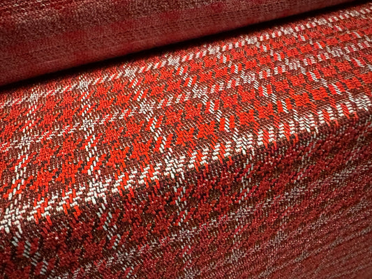 Stretch spandex double jersey fabric, per metre - houndstooth check - dark orange