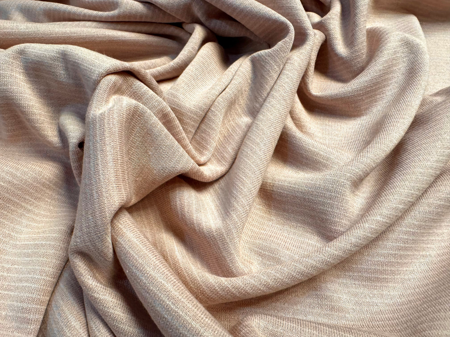 Ponte Roma double jersey knit stretch fabric, per metre - pinstripe - nude