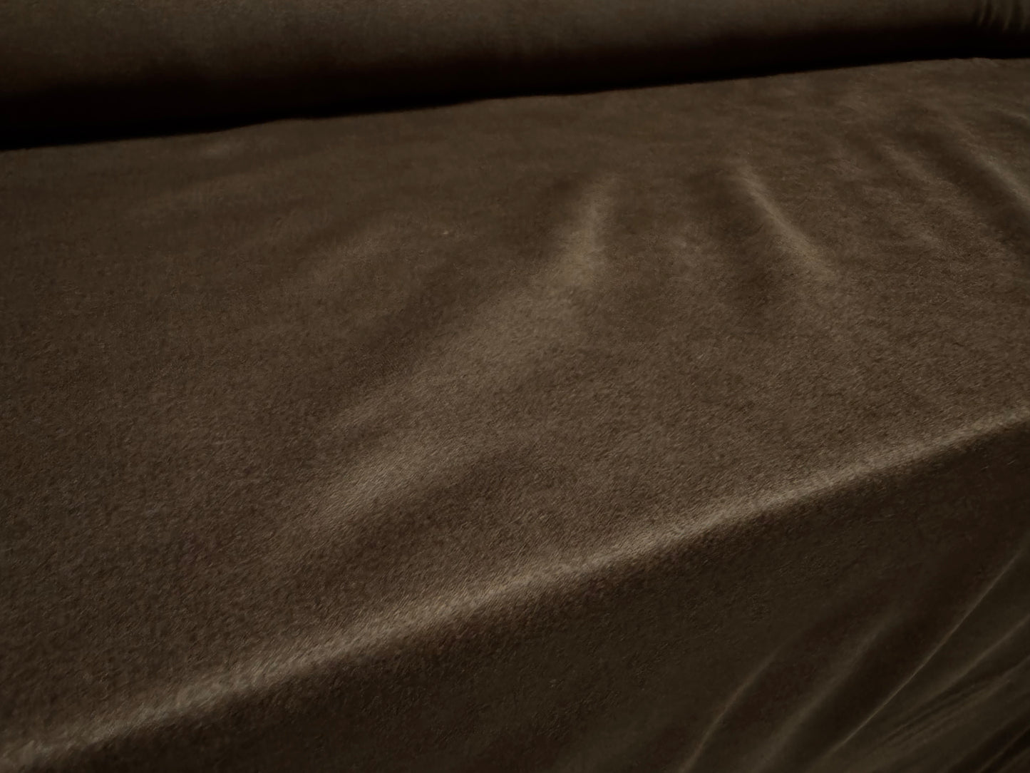 Faux suede stretch spandex jersey fabric, per metre - plain - dark brown