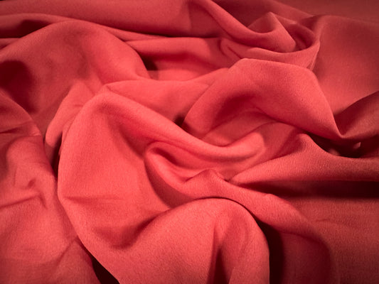 Georgette woven dress fabric, per metre - plain - deep coral