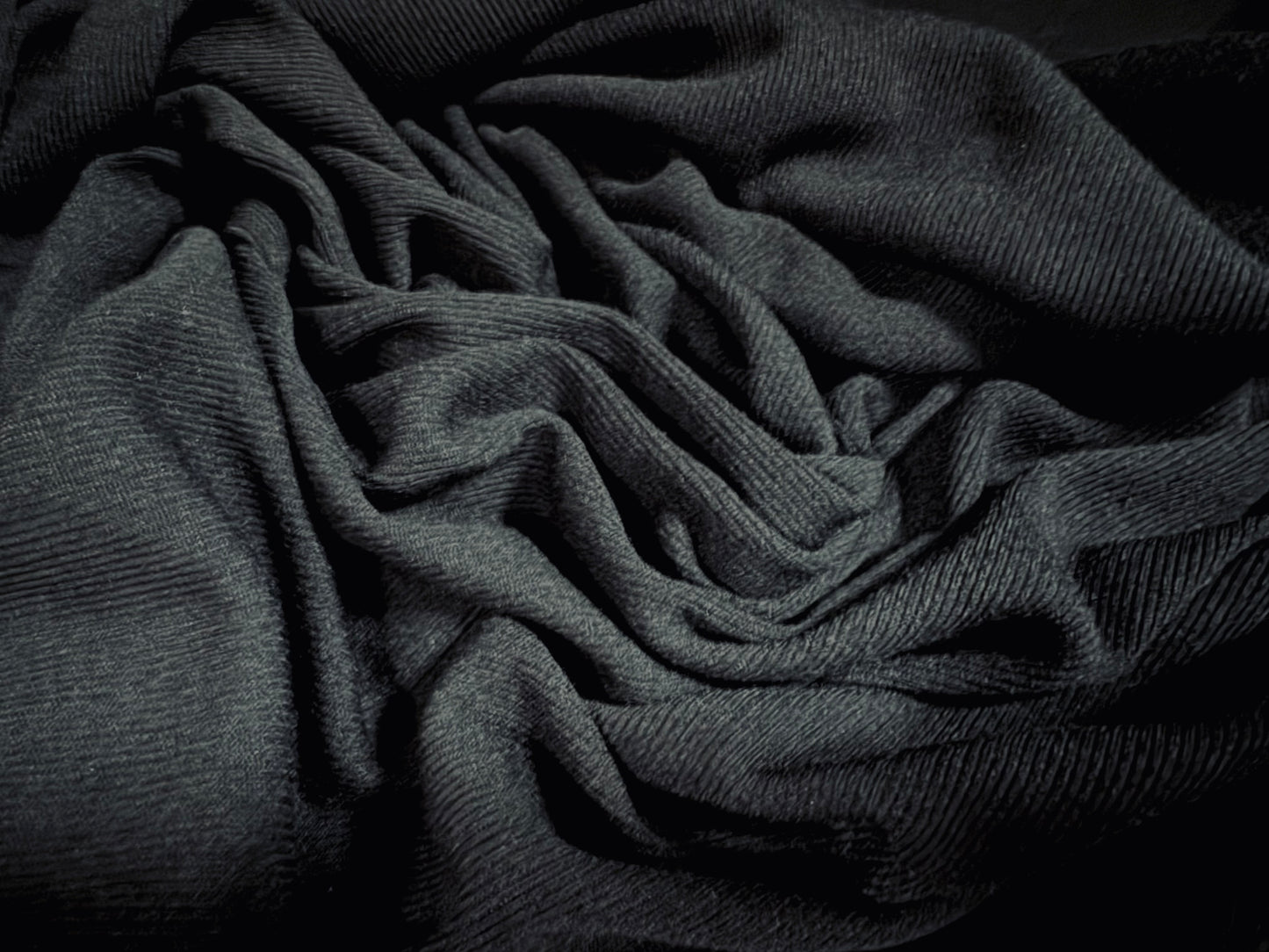 Powder touch rib stretch spandex jersey fabric, per metre - plain - black