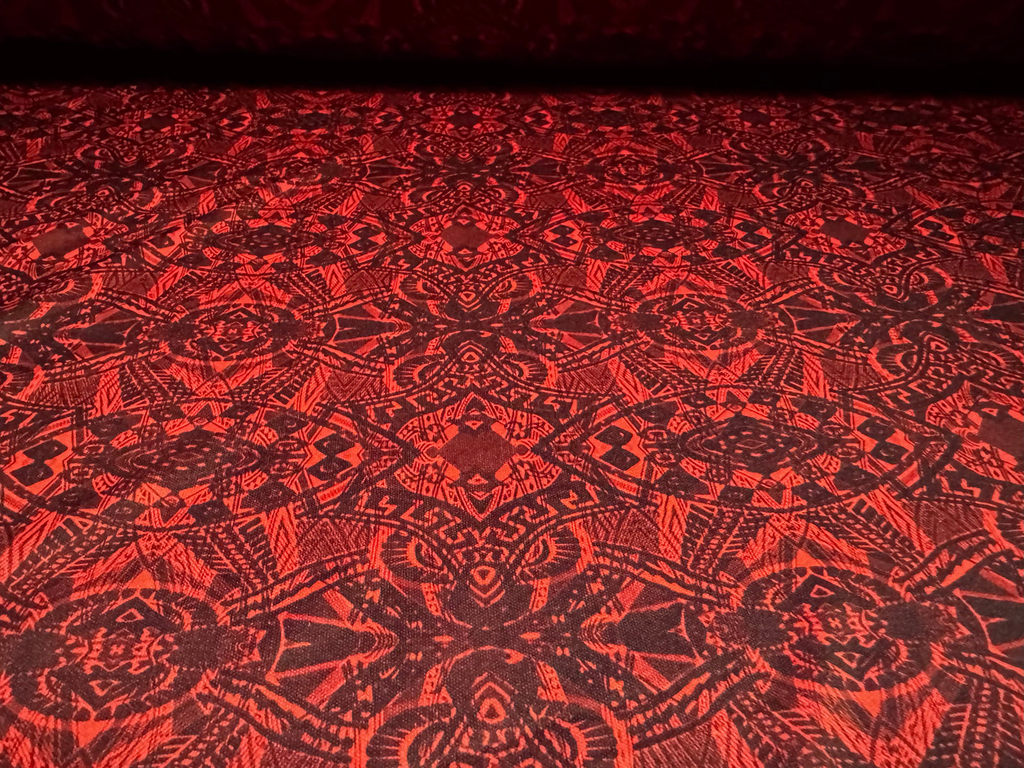 Single jersey fashion fabric, per metre - mandala print - cayenne
